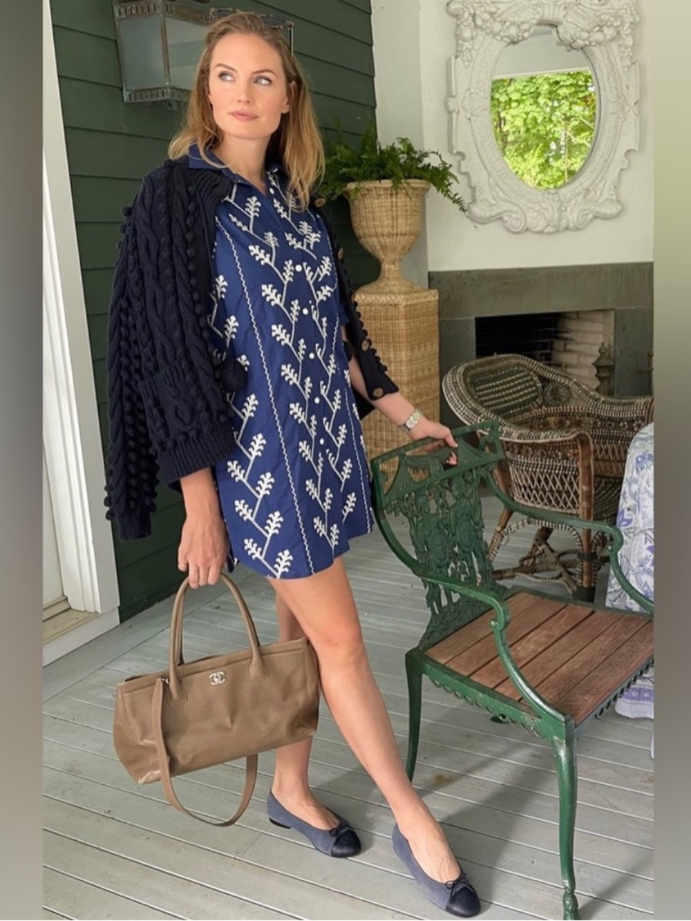 Julia Amory Dress Swizzle Mini in Navy Embroidered
